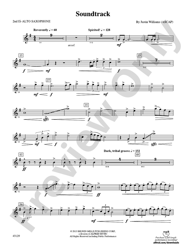 Soundtrack 2nd E Flat Alto Saxophone 2nd E Flat Alto Saxophone Part Digital Sheet Music Download 7155