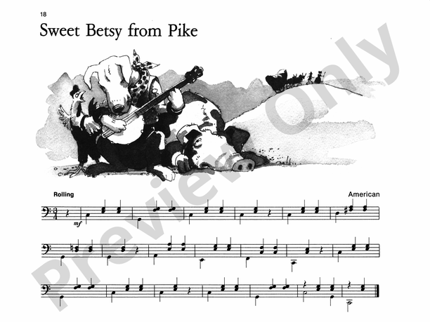 Sweet Betsy from Pike - Piano Solo with Lyrics (with Optional Duet Accompaniments)