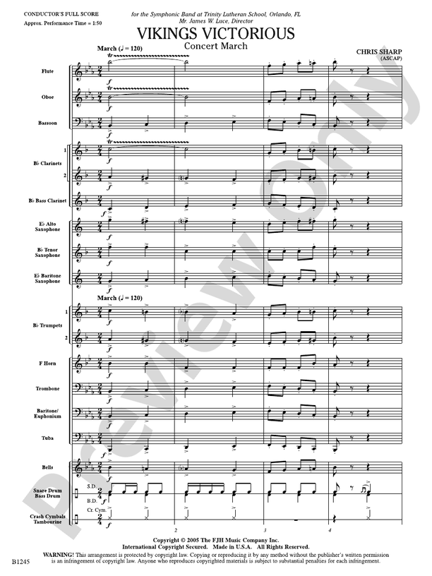 Vikings Victorious Concert March: Score: Concert Band Score