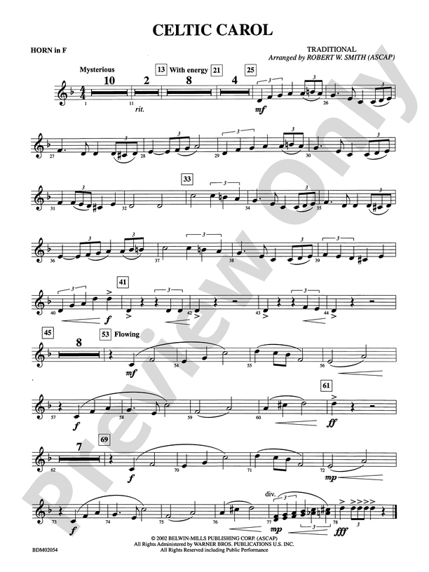 Celtic Carol: 1st F Horn: 1st F Horn Part - Digital Sheet Music Download