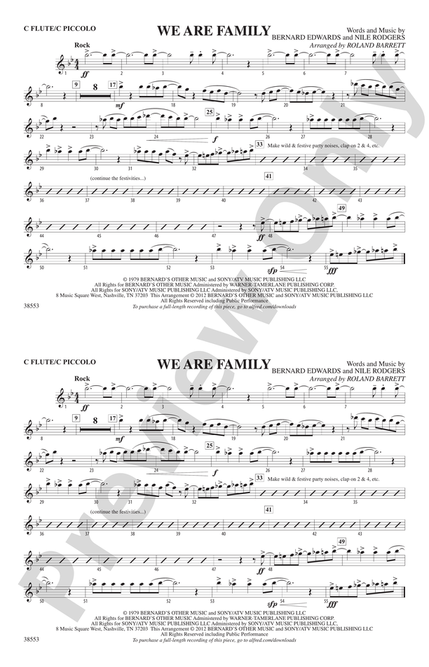 We Are Family: Flute: Flute Part - Digital Sheet Music Download