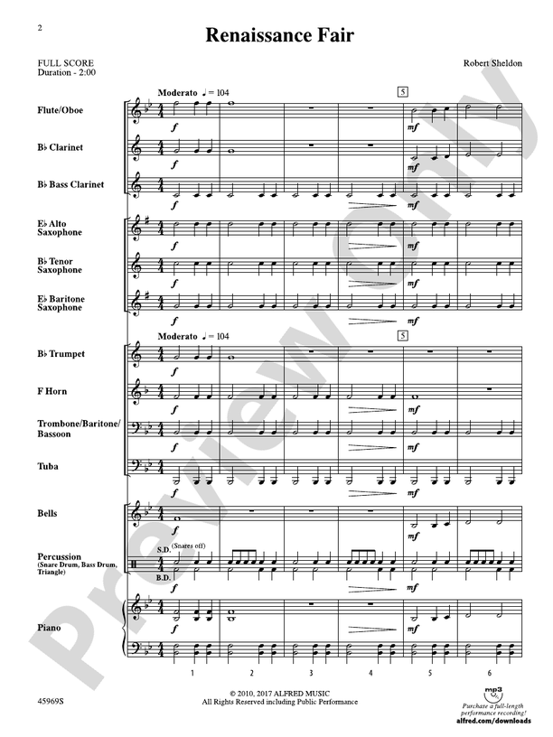 Renaissance Fair Concert Band Conductor Score & Parts Robert Sheldon