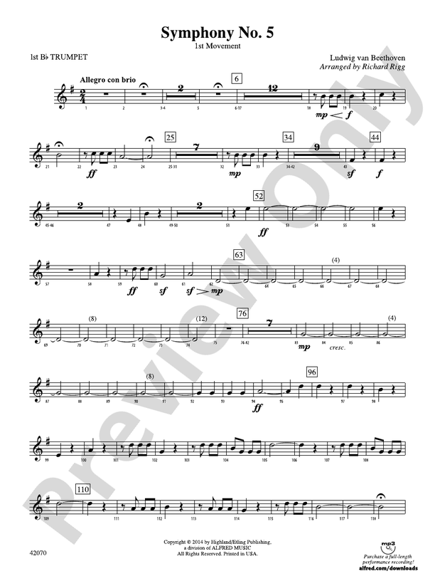 Symphony No. 5: 1st B-flat Trumpet: 1st B-flat Trumpet Part - Digital ...