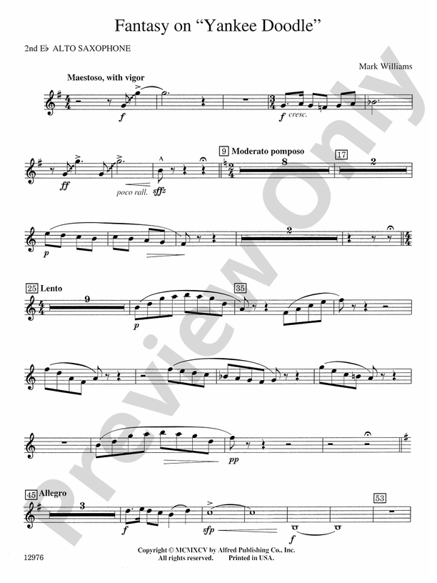 Fantasy on "Yankee Doodle" 2nd Eflat Alto Saxophone 2nd Eflat Alto