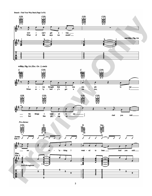 Find Your Way Back: Guitar TAB: Michelle Branch - Digital Sheet Music ...