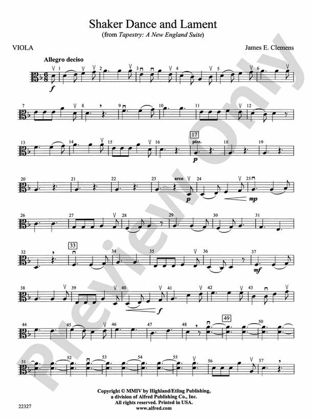 Shaker Dance and Lament Viola Viola Part Digital Sheet Music Download