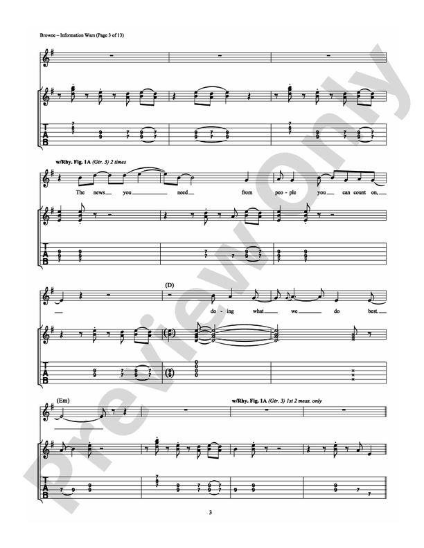 Information Wars Guitar Tab Jackson Browne Digital Sheet Music Download