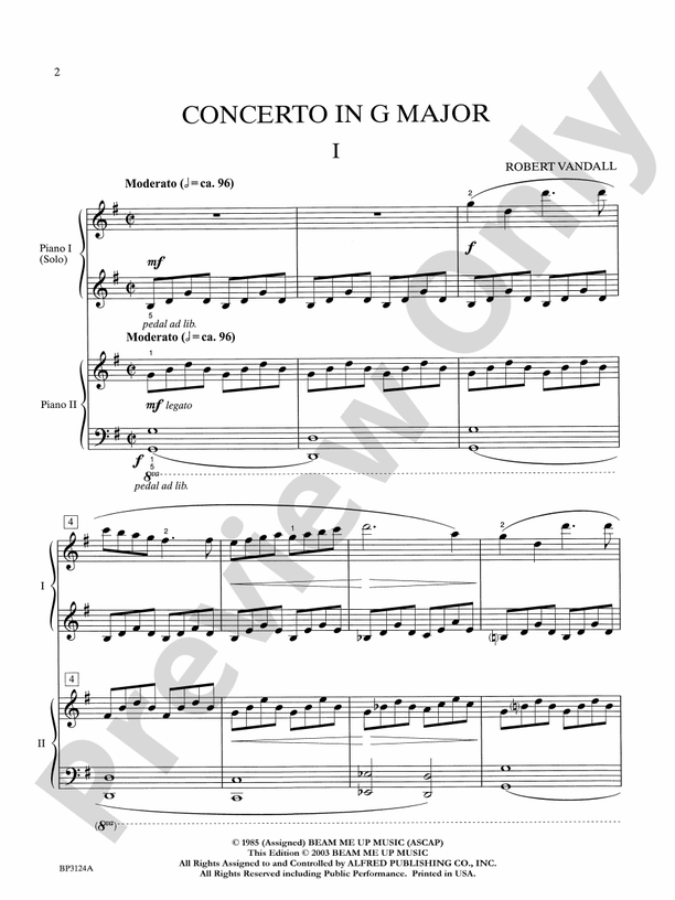 Concerto in G Major - Piano Duo (2 Pianos, 4 Hands): Piano: Robert D ...