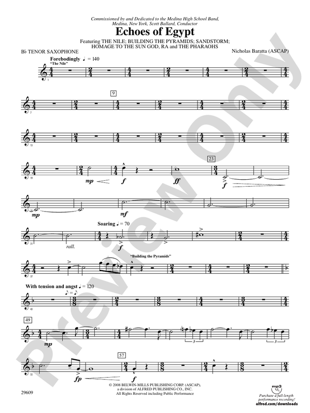 Echoes of Egypt Bflat Tenor Saxophone Bflat Tenor Saxophone Part