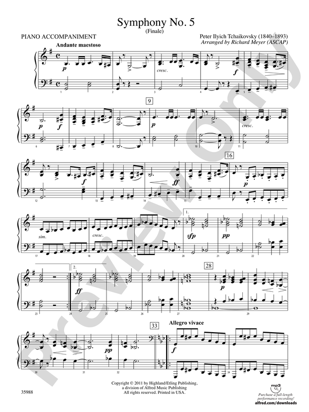 Symphony No. 5: Piano Accompaniment