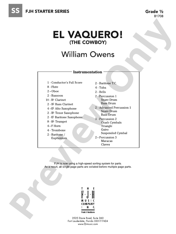 El Vaquero! Score William Owens Digital Sheet Music Download