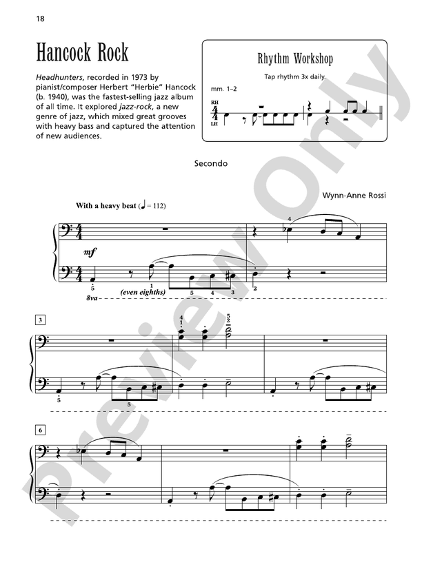 Hancock Rock - Piano Duet (1 Piano, 4 Hands)