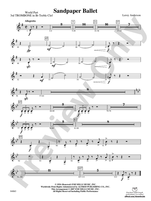 Sandpaper Ballet (wp) 3rd Bflat Trombone T.C. (wp) 3rd Bflat