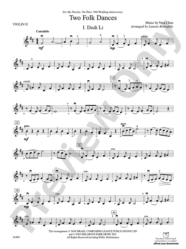 Two Folk Dances 2nd Violin 2nd Violin Part Digital Sheet Music Download
