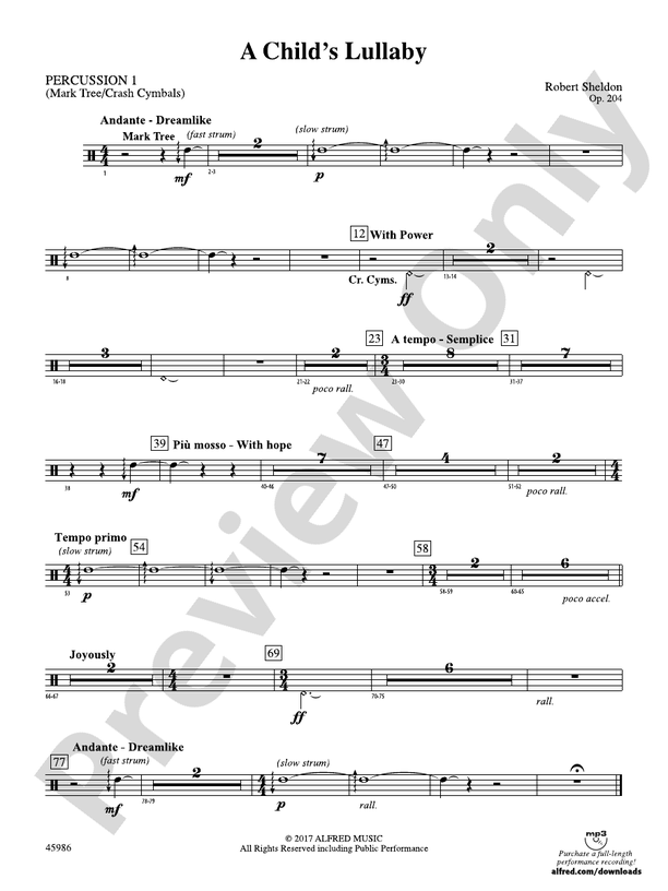 A Child's Lullaby: 1st Percussion