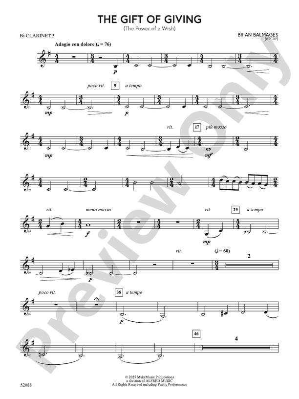 The Gift of Giving: 3rd B-flat Clarinet