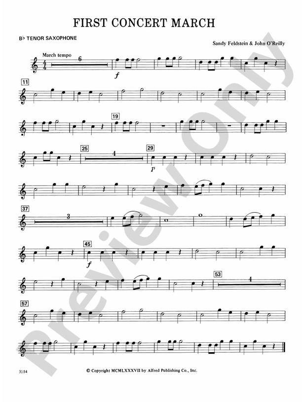 First Concert March Bflat Tenor Saxophone Bflat Tenor Saxophone