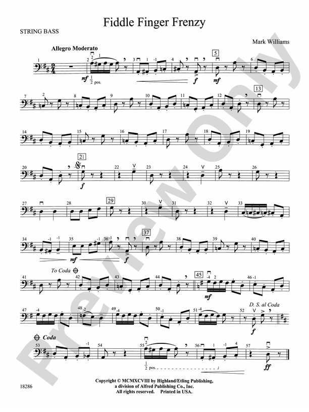 Fiddle Finger Frenzy String Bass String Bass Part Digital Sheet