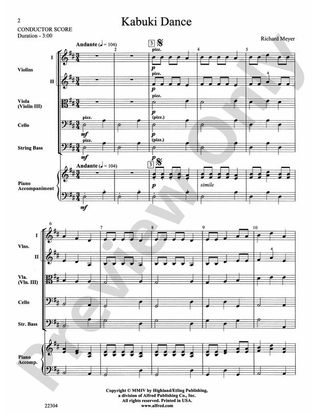 Kabuki Dance: String Orchestra Conductor Score & Parts