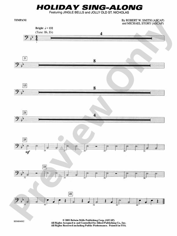 Holiday SingAlong Timpani Timpani Part Digital Sheet Music Download