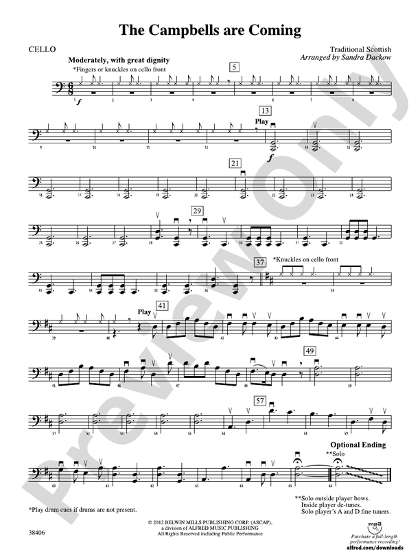 The Campbells are Coming: Cello: Cello Part - Digital Sheet Music Download