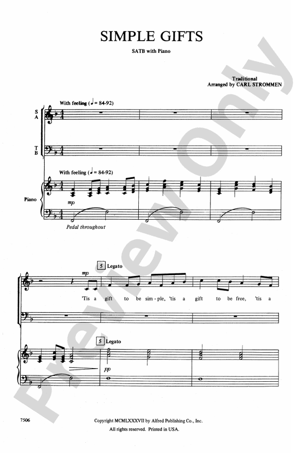 Simple Gifts SATB Choral Octavo Digital Sheet Music Download