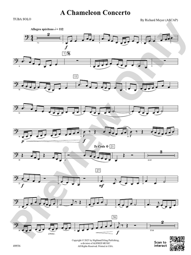 A Chameleon Concerto: Solo Tuba: Solo Tuba Part - Digital Sheet
