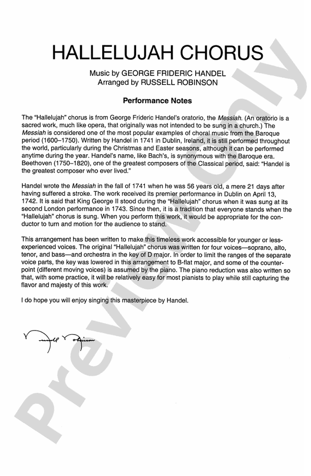 Hallelujah Chorus 2Part Choral Octavo Frideric Handel Digital Sheet Music Download