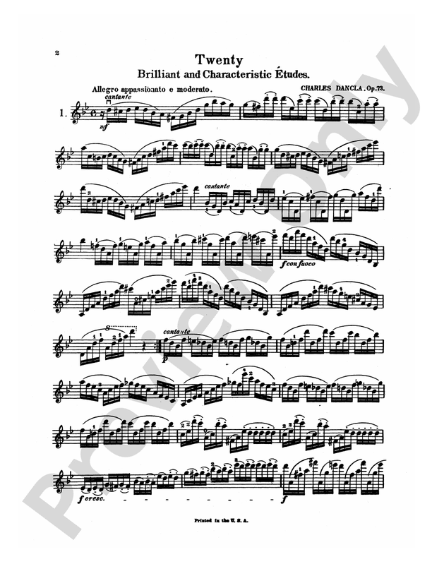 Dancla Twenty Brilliant and Characteristic Etudes, Op. 73 Violin Book