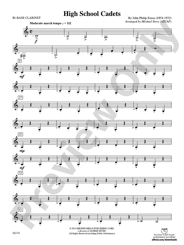 High School Cadets Bflat Bass Bflat Bass Part