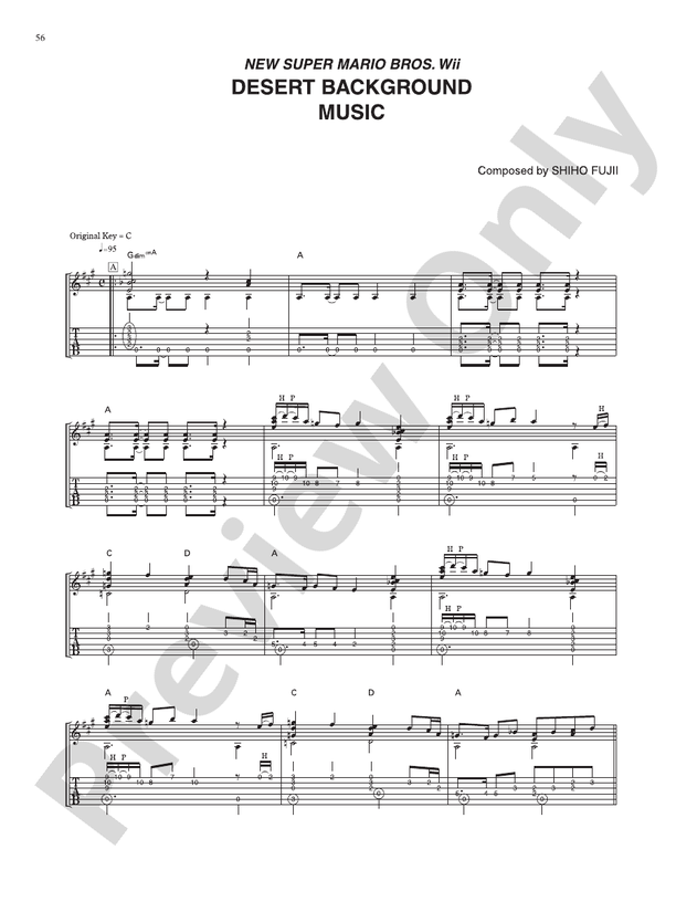 New Super Mario Bros. Wii Desert Background Music: Guitar: Nintendo® -  Digital Sheet Music Download