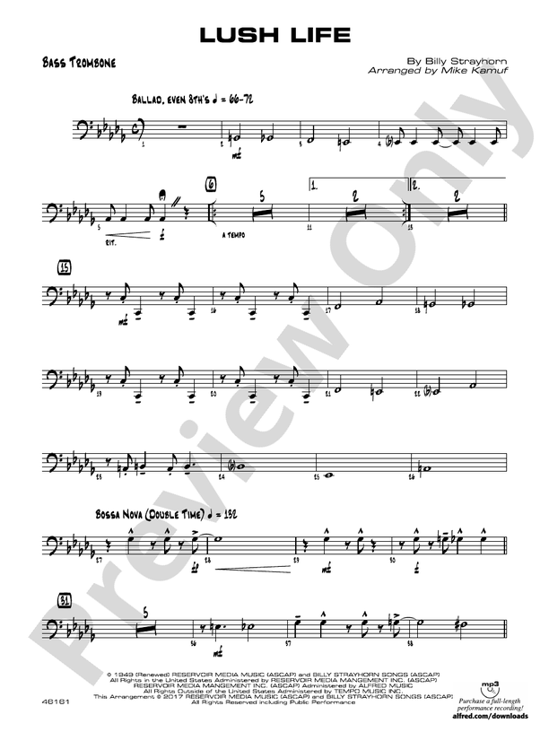Lush Life Bass Trombone Bass Trombone Part Digital Sheet Music Download
