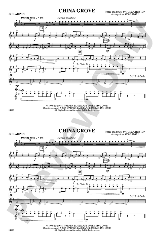 China Grove: 1st B-flat Clarinet