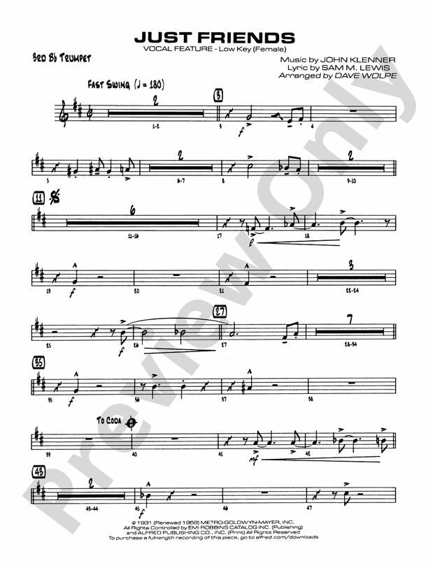 Just Friends: 3rd B-flat Trumpet