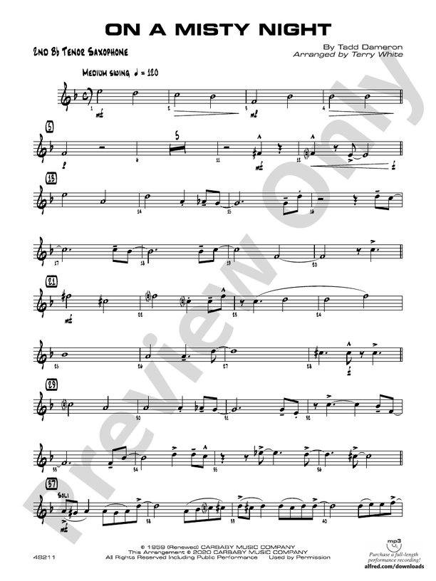 On a Misty Night: 2nd B-flat Tenor Saxophone