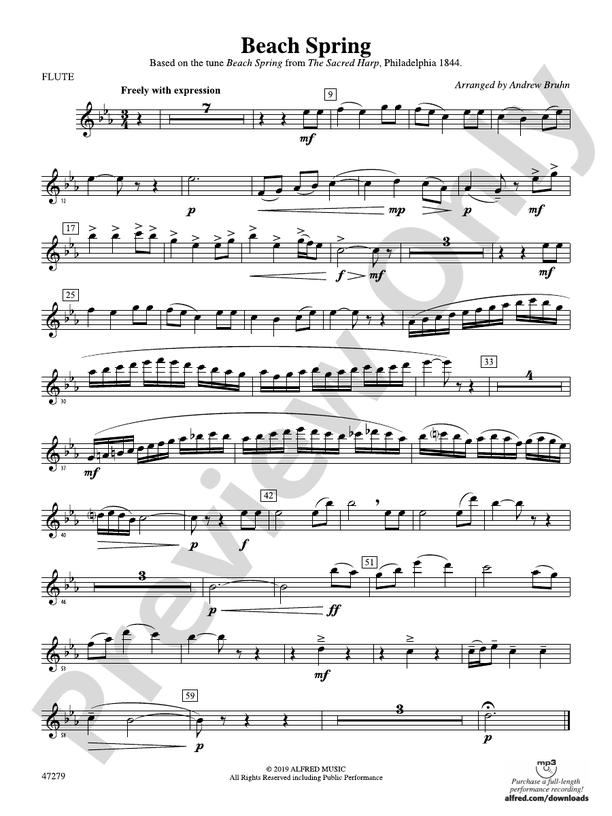 Beach Spring Flute Flute Part Digital Sheet Music Download