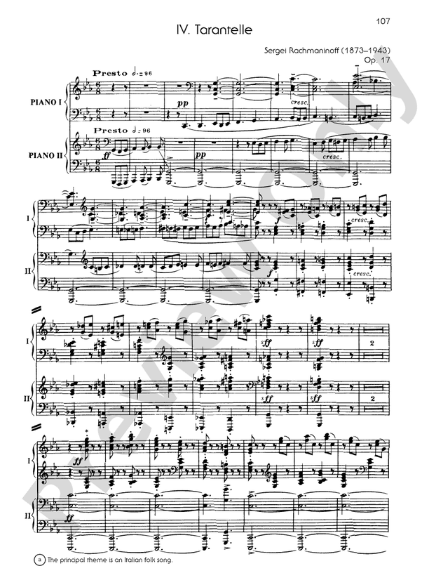 Suite No. 2, Opus 17 - IV. Tarantelle - Piano Duo (2 Pianos, 4 Hands)