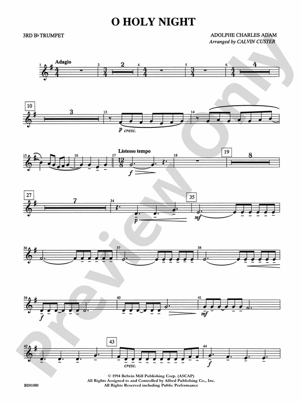 O Holy Night: 3rd B-flat Trumpet
