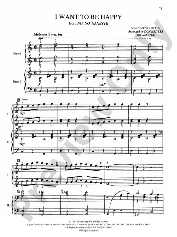 I Want to Be Happy (from "No, No, Nanette") - Piano Duo (2 Pianos, 4 Hands)