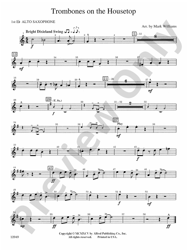 Trombones on the Housetop Eflat Alto Saxophone Eflat Alto Saxophone