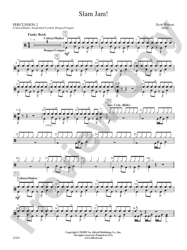 Slam Jam!: 2nd Percussion: 2nd Percussion Part - Digital Sheet Music 