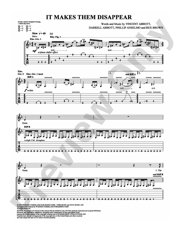 It Makes Them Disappear: Guitar TAB: Pantera - Digital Sheet Music Download