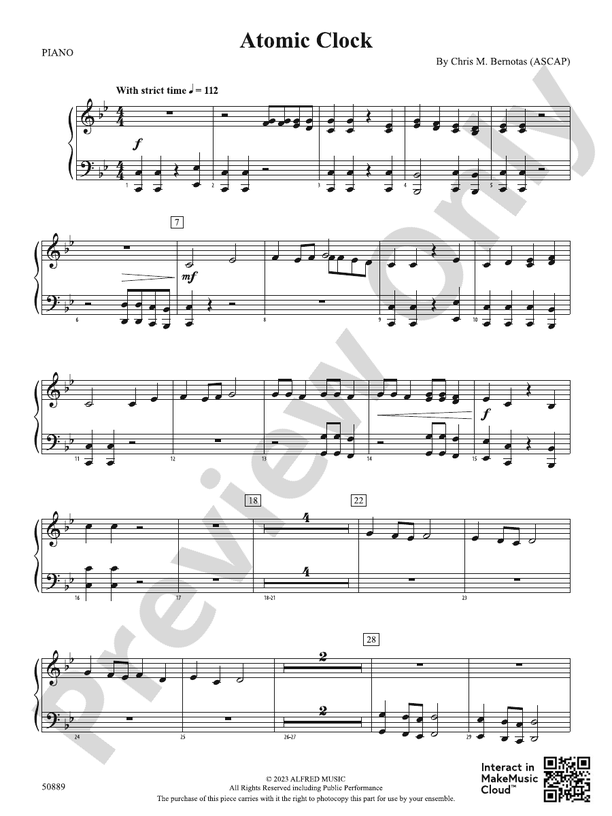 Atomic Clock Piano Piano Part Digital