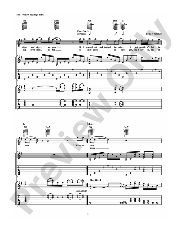Without You: Guitar TAB: Motley Crue - Digital Sheet Music