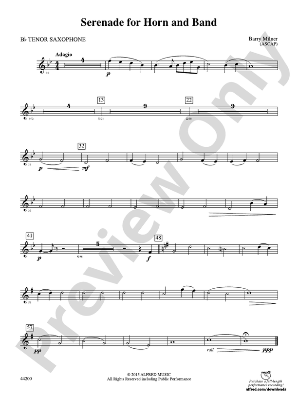 Serenade for Horn and Band Bflat Tenor Saxophone Bflat Tenor