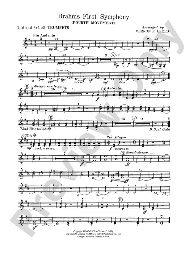 Brahms's 1st Symphony, 4th Movement: 2nd B-flat Trumpet