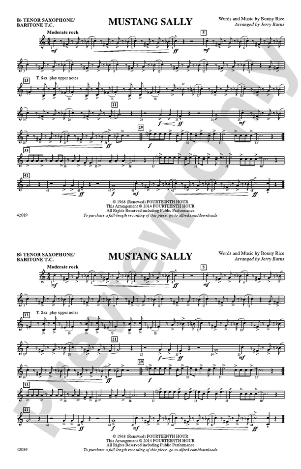 Mustang Sally Bb Tenor Saxophone/Bartione Treble Clef Bb Tenor Saxophone/Bartione Treble Clef