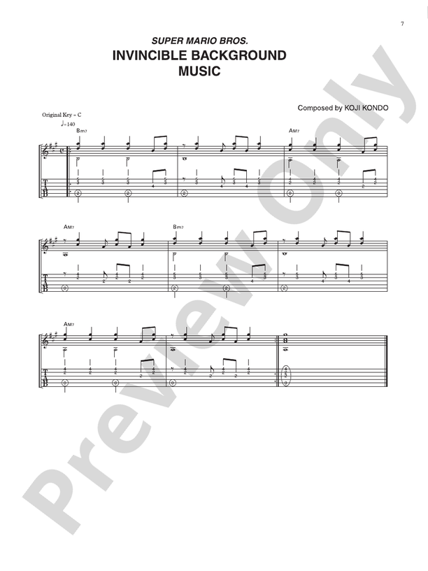 Super Mario Bros. Invincible Background Music: Guitar - Digital Sheet Music  Download: Nintendo®