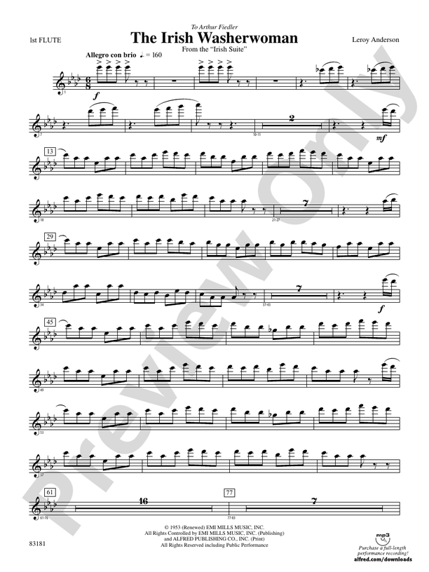 The Irish Washerwoman from The Irish Suite Flute Flute Part 