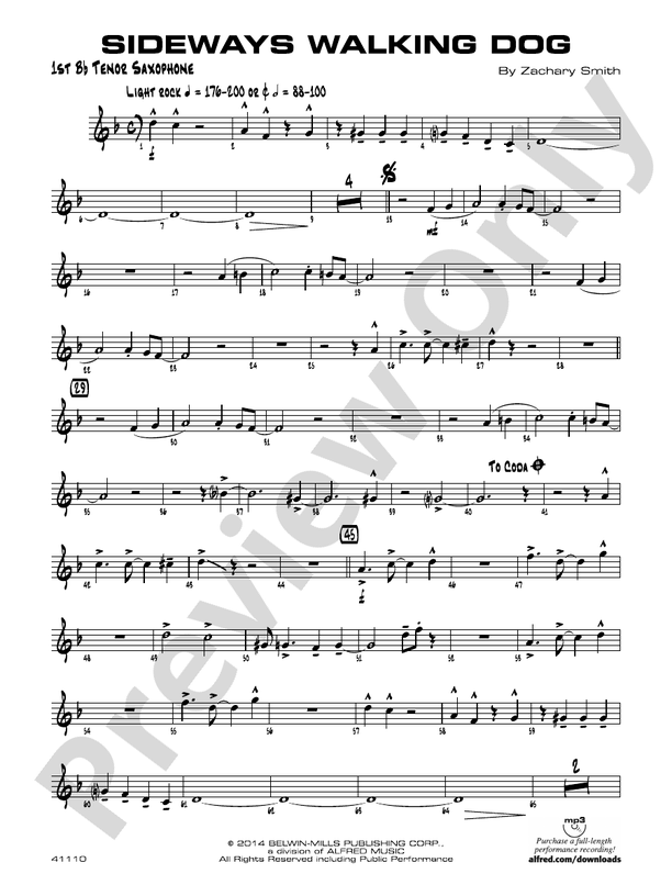 Sideways Walking Dog Bflat Tenor Saxophone Bflat Tenor Saxophone